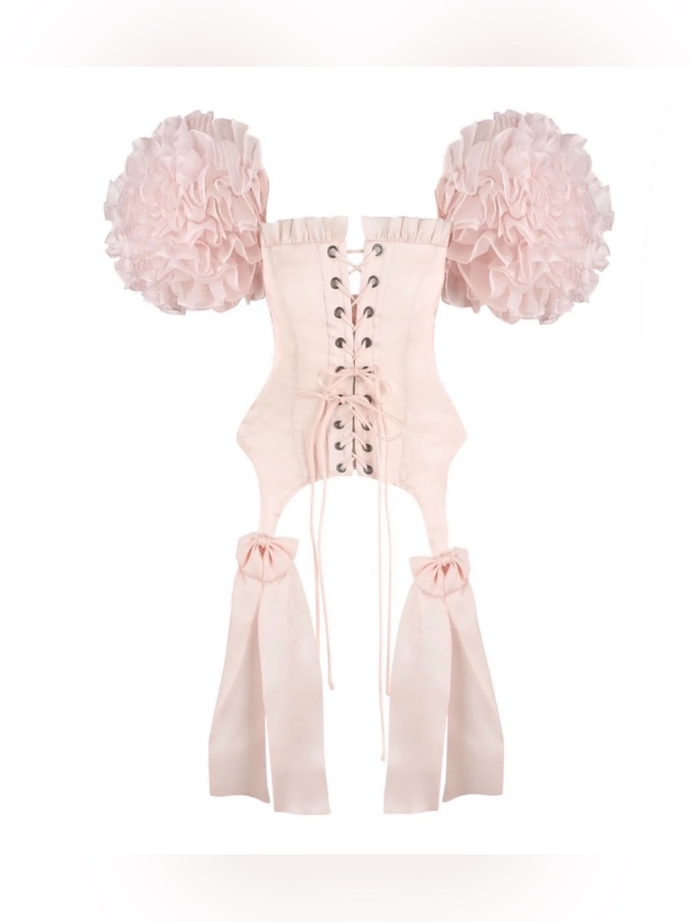 Selkie Pink Ruffle Puff-Sleeve Corset